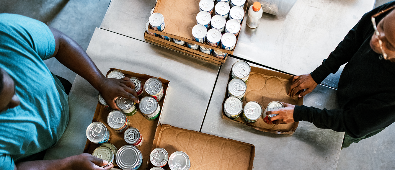 Volunteers at a food bank